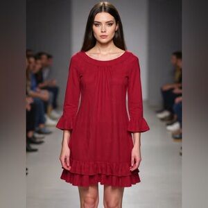 Oscar de La Renta Women's Red Short Formal Wedding ruffle Evening Dress Size S